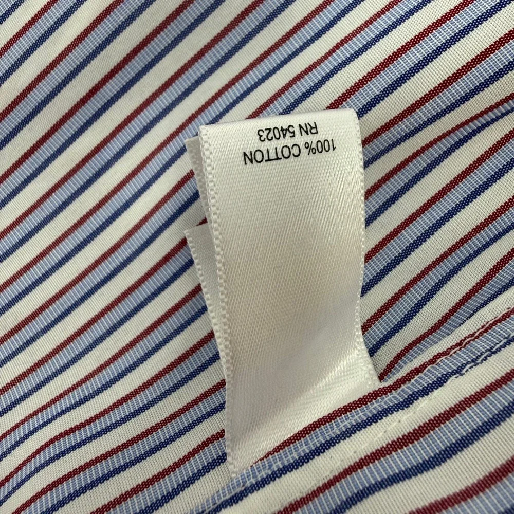 Banana Republic Mens Large Slim Fit Striped Dress Shirt Red Blue White NEW